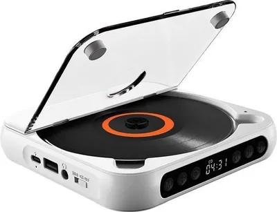 Obrázek produktu pro Bluetooth CD přehrávač - Mini přenosný CD přehrávač, tenký a lehký - Všestranný - Kompatibilní s CD a USB - 135 x 135 x 25 mm, bílý