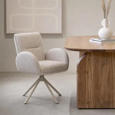 Productafbeelding van Eetkamerstoel Tina Beige Draaibaar - Giga Meubel- Set van 2