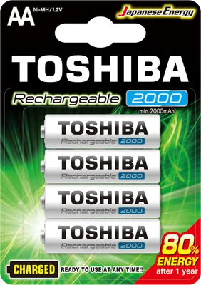 Produktbild von 4 Batterien Toshiba Pre Charged AA HR06 1950 mAh