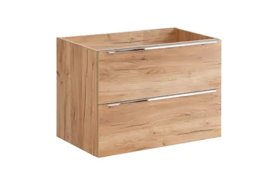 Produktbild von Badezimmerschrank 80 Cm, Goldene Eiche, Für Waschbecken, 2 Schubladen