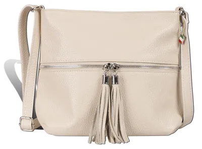 Image de Sac à bandoulière pour femme Florence, cuir beige, dimensions 30 x 10 x 23 cm, référence D2OTF195I2