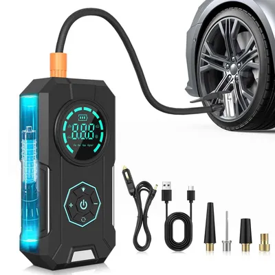 Produktbild von Tragbarer Hochleistungs-Luftkompressor 150PSI – 25000mAh Akku, Schnellaufpumpen für Auto, Fahrrad & Sportgeräte