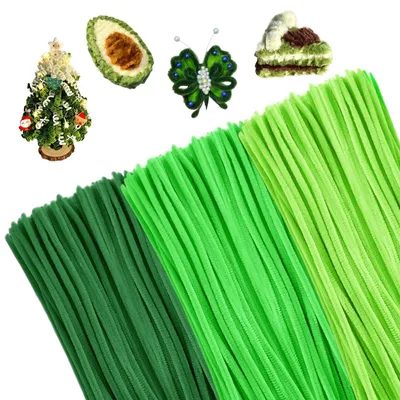 300 Pfeifenreiniger, grün, 30 cm, Chenilledraht, Bastelset