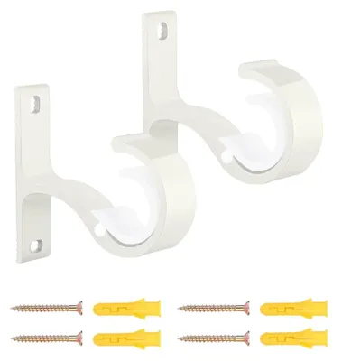 Produktbild von Vorhanghalter aus Aluminiumlegierung - 2 Stück verstellbare Wandhalterung für Gardinenstangen Kleiderstangen und Duschstangen - Silber 2er Set