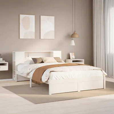 Immagine prodotto di Letto a soppalco con libreria – Letto a una piazza – Design moderno, legno di pino bianco – 120x200 cm