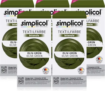 Produktbild von Simplicol Textilfarbe intensiv Oliv-Grün - Einfaches Färben (5er Pack)