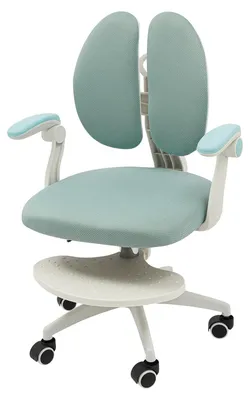 Obrázok produktu pre Ergonomická detská stolička – stolička k písaciemu stolu – s nastaviteľnou výškou – s dvojitou opierkou chrbta – s podnožkou a opierkami rúk – otočná – polstrované sedadlo, nosnosť do 100 kg – smaragdovo zelená