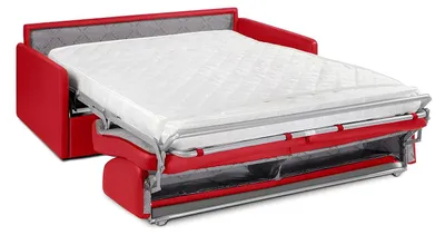Produktbild von 4-Sitzer-Schlafsofa Express in rotem Kunstleder mit Memory-Schaum-Sitzfläche - Liegefläche 160 cm - Matratze 14 cm CALIFE
