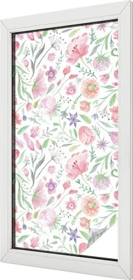 Produktbild von Buntglas Fensterfolie – 100x50 cm – Stained-Glass Design – blickdichte dekorative Sichtschutzfolie – selbstklebend, UV-Schutz – Blumenmuster