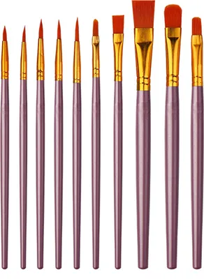 Produktbild von 10-teiliges Künstlerpinselset mit langem Griff, weichen Borsten, starker Saugfähigkeit, Aquarell, rund, spitz, multifunktional
