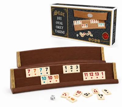 Produktbild von Star 101 Oval Okey Set Dunkel – Spielspaß für Familie & Freunde