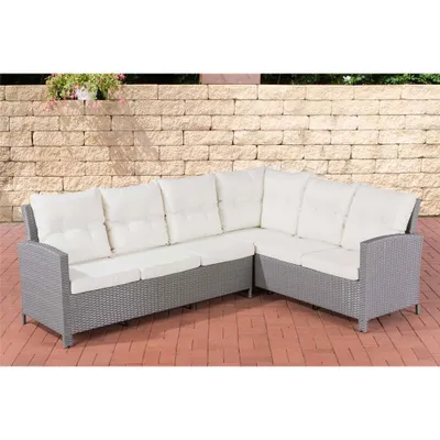 Produktbild von CLP Polyrattan L Garnitur Minari ohne Tisch grau Polsterfarbe Cremeweiß