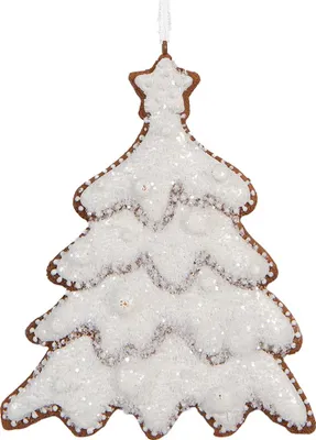 Image de Clayre & Eef Pendentif sapin de Noël 9x1x10 cm Blanc Plastique