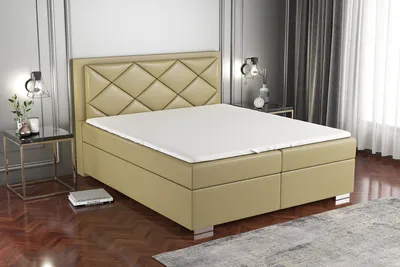 Produktbild von Boxspringbett BERA 180 x 200 mit 2 Bettkästen, Bonell-Matratze und Topper. Farbe:  Hellbraun