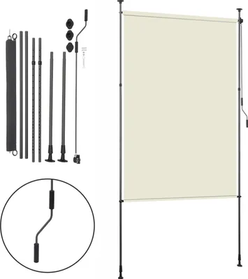 Immagine prodotto di Jayseuw tenda verticale a rullo per esterni 120 x 270 cm tenda a rullo per balconi con manovella schermo privacy tenda verticale senza foratura protezione solare protezione antivento crema