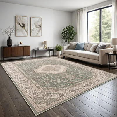 Produktbild von TT Home Boho Vintage Teppich Wohnzimmer Kurzflor – Retro Design, rutschfest & pflegeleicht, modern für Esszimmer & Flur Waschbar Größe 240x340 cm