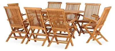 Produktbild von Gartenmöbel-Set, 9-teilig, klappbar, für den Außenbereich, aus massivem Teakholz
