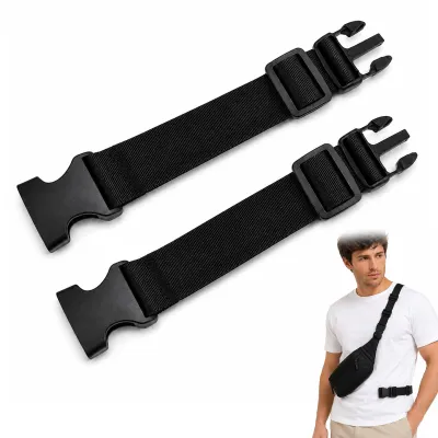 Image de Prolongateurs de ceinture - Réglables et élastiques - Pour ceintures de ventre, sacs, sacs à dos et bagages - Lot de 2, couleur noire