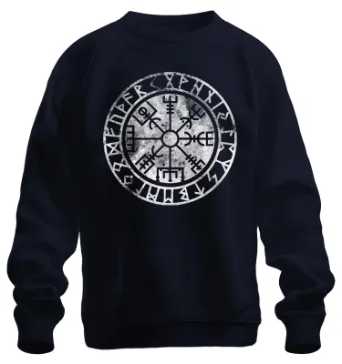 Produktbild von Vegvisir Wikinger Kompass Nordisch Runenkreis Schutzsymbol Sweatshirt Pullover, Navy, XXL