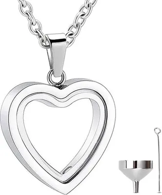 Produktbild von Luxe Aschenbecher-Halskette mit 55 cm Kette für Asche, Haare oder Parfum – Gedenkschmuck inkl. Asfüllhilfe und Aufbewahrungstasche