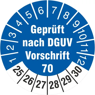 Produktbild von 100 Prüfetiketten 30 mm  DGUV Information Vorschrift 70 Fahrzeuge 2025-30