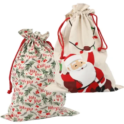 Produktbild von MIKONI Geschenksäcke | 2 Stück SET |  70 x 48 cm | WEIHNACHTSMANN | Geschenktüten Weihnachtstüte Geschenksack Weihnachtssack Nikolausbeutel
