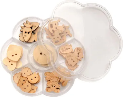 Produktbild von Glorex Knöpfe Holz natur 32 Stück, mix