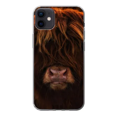 Produktbild von MuchoWow® Handyhülle Schutzhülle Hülle für iPhone 12 mini Schottischer Highlander - Kuh - Schwarz - Porträt Silikon Softcase Handy Hülle - Bild