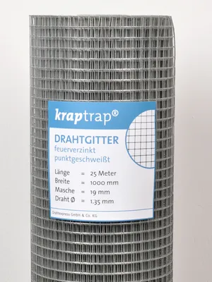 Produktbild von KrapTrap® Volierendraht Drahtgitter I Käfigdraht Schweißgitter I 19x19mm 1 x 25m I 1,35mm stark Drahtzaun Maschendraht
