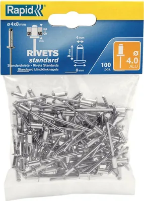 Produktbild von Rapid 5000378, Blindniete, Aluminium, Stahl, Edelstahl, RP10 , RP40, RP60, RP100, 4 mm, 8 mm