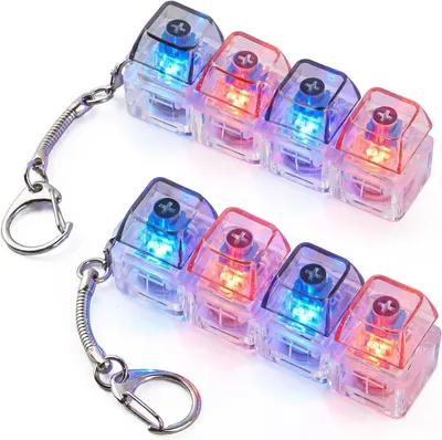Productafbeelding van Toetsenbord fidget toy oplichtend - Set van 2 - Toetsenbord clicker fidget sleutelhanger