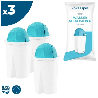 Image de Cartouches filtrantes Wessper Classic Alkaline | Remplacement des cartouches filtrantes Aquaphor Standard, Brita Classic, Dafi Classic | Pack 3