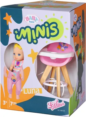 Obrázek produktu pro Baby Born Minis Spielset Puppe Luna mit Zübehör und Hochstuhl