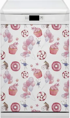 Produktbild von Dekorative Magnetmatte Küche Geschirrspüle 45x80 cm  Magnet für Spülmaschine  - Süßigkeiten und Luftballons