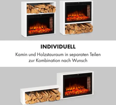 Produktbild von Klarstein Mauna Loa - Elektrokamin Elektroheizung Konvektionsheizung, 1000 / 2000 W, bis 40 m², Thermostat: 15 - 30 °C, Flammenillusion, dimmbare LED-Technik, Fernbedienung, Wochentimer, weiß