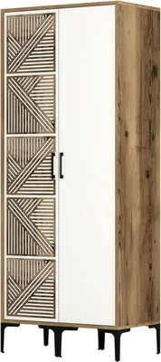 Produktbild von Kleiderschrank 2 Türen Dbenkovi, Schlafzimmermöbel, Schrank, Garderobe, 80x201h48 cm, Walnuss und Weiß