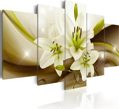Produktbild von Leinwandbilder 200x100 cm b-A-0251-b-p Vlies Leinwandbild 5 tlg Kunstdruck modern Wandbilder XXL Wanddekoration Design Wand Bild ABSTRAKT BLUMEN