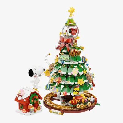 Image de Pantasy 86909 Snoopy Arbre de Noël Peanuts 1 300 pièces Blocs de construction Noël