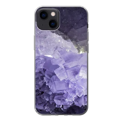 Produktbild von MuchoWow® Handyhülle Schutzhülle Hülle für iPhone 13 Naturstein - Lila - Kristalle Silikon Softcase Handy Hülle - Karteninhaber
