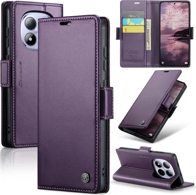 Immagine prodotto di Custodia in pelle per Xiaomi Redmi Note 15 Pro 5G Portafoglio Portacarte Custodia protettiva con funzione supporto Viola