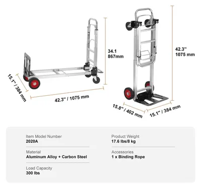 Zdjęcie produktu dla Wózek do transportu materiałów - Wózek do transportu - Składany wózek do transportu - Wózek transportowy - Wózek aluminiowy - Wytrzymały