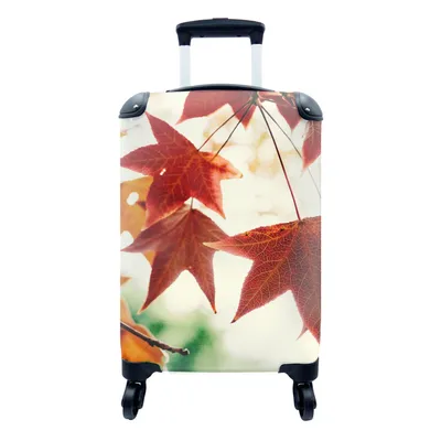 Produktbild von MuchoWow® Koffer Handgepäck Trolley Rollkoffer Kleine Reisekoffer mit 4 Rollen - Herbstblätter - November - Natur - Bäume - Cabin Size < 55x40x23 cm & 55x40x20 cm - Fotokoffer - Kabinenkoffer - Boardgepäck - Reise-Box - Reisekoffer - Reisegepäck - Koffer mit Bild - Trolley für Kinder