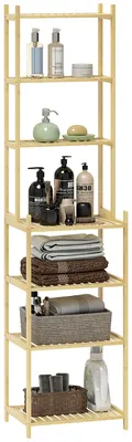 Produktbild von HOMCOM Badregal, Badezimmerregal mit 7 Ebenen, aus Bambus für Wohnzimmer