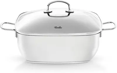 Imagen del producto de Silecomplaza, sartén/olla de acero inoxidable con revestimiento (6,5 L - Ø 28 cm), olla rectangular con tapa de vidrio, apta para horno e inducción
