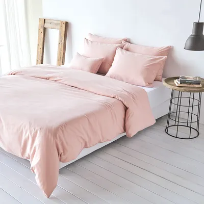 Produktbild von Traumschlaf Uni Baumwolle-Leinen Bettwäsche 155x220 cm + 80x80 cm rose