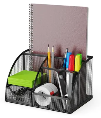 Produktbild von Detectalia Schreibtischorganizer und Stiftehalter mit Schublade aus Metallgeflec