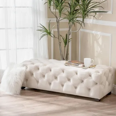 Obrázok produktu pre Biela stolička Chesterfield Moderný zamatový puf Čalúnená stolička