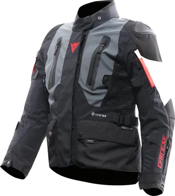 Zdjęcie produktu dla Dainese Carve Master 4 – wodoodporna kurtka motocyklowa z tkaniny z technologią Gore-Tex, czarna/szara/czerwona, rozmiar 48