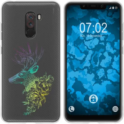 Produktbild von PhoneNatic Case kompatibel mit Xiaomi Pocophone F1 Silikon-Hülle Floral Hirsch M7-4