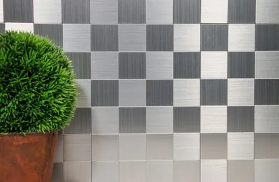 Produktbild von Handmuster Mosaikfliese selbstklebend Aluminium silber metall metall MOS200-4MM99_m